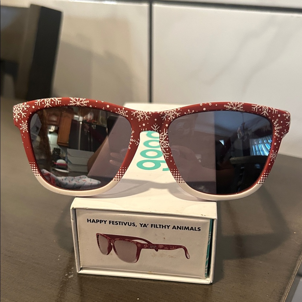 Goodr Red Snowflake Sunglasses - Picture 2 of 7